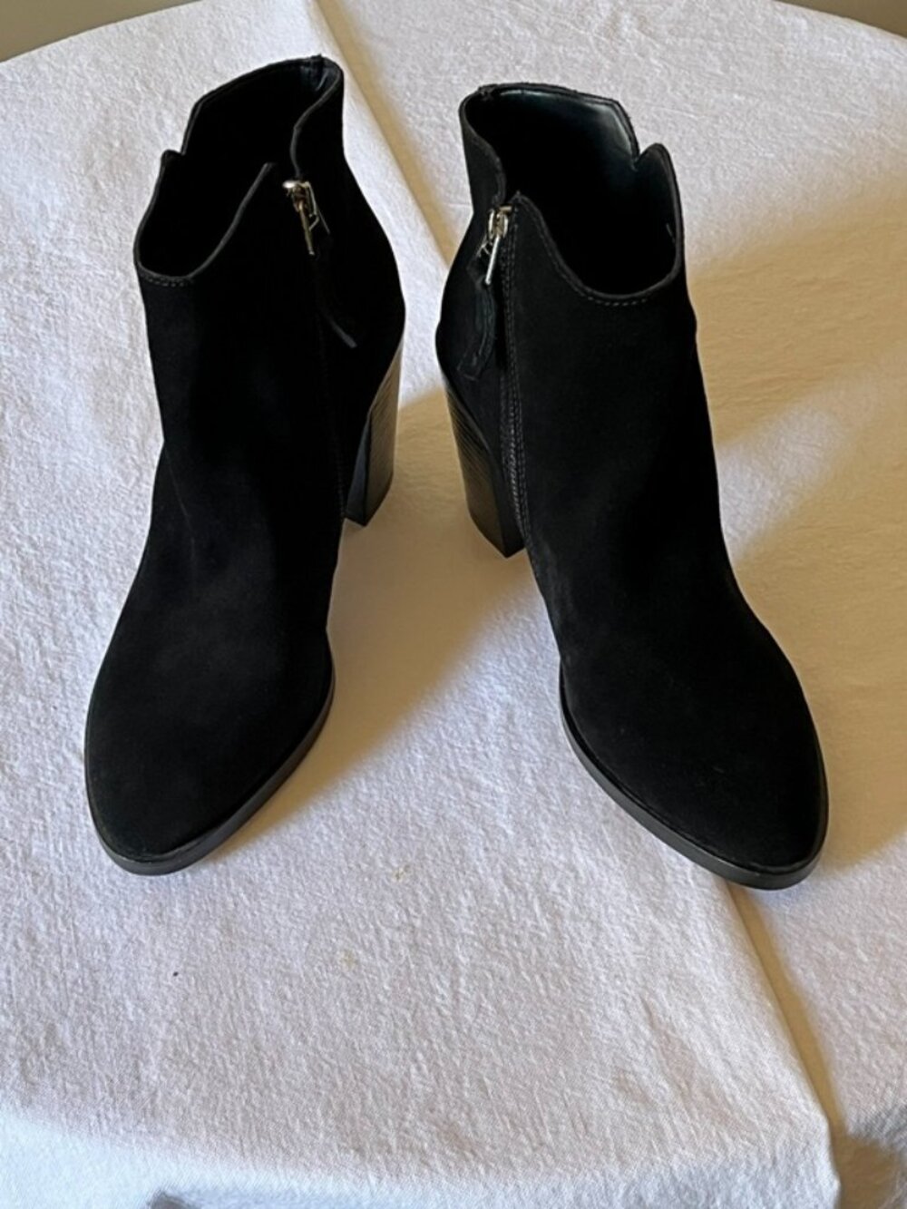 DOLCE VITA WOMEN'S BLACK SUEDE ANKLE BOOTS, NEW W/O BOX, 9.5, BLOCK HEEL, ZIP